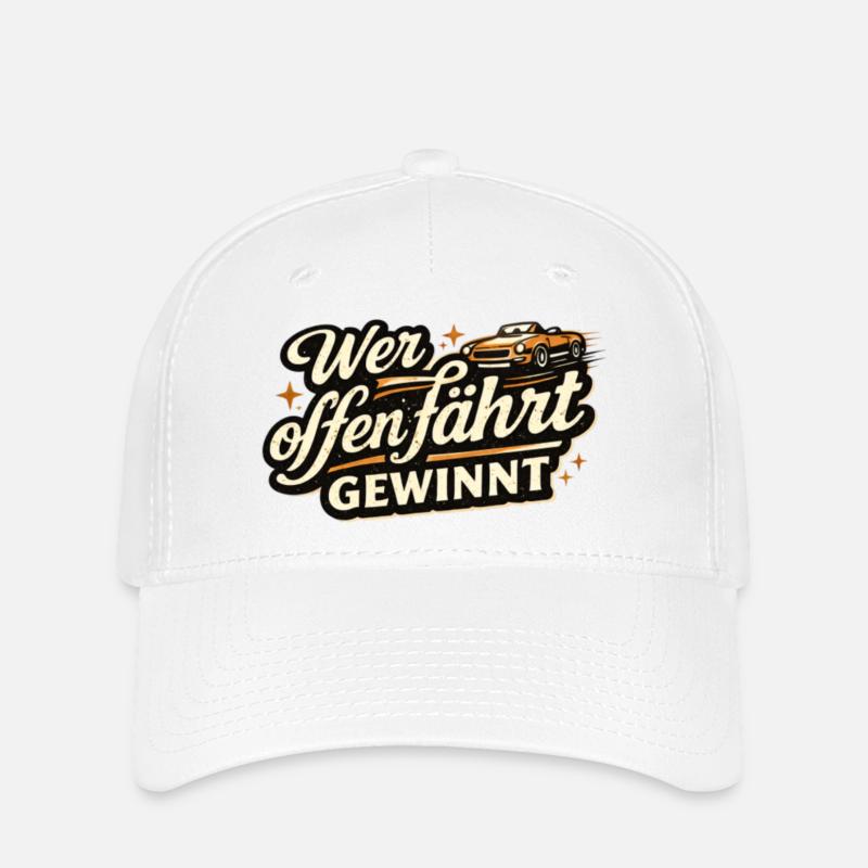 Who drives with the top down wins Retro Cabrio Saying - Flexfit Cap - white