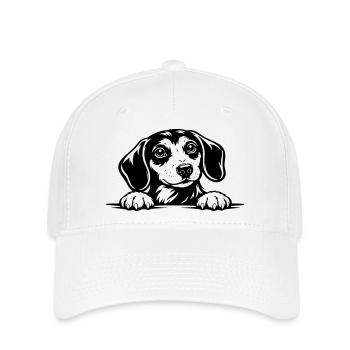 Dackel mit Pfote Portrait - Flexfit Cap - Weiß - Vorne