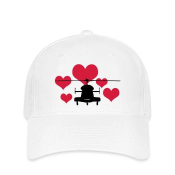 Heli mit 5 Herzen - Flexfit Cap - Weiß - Vorne