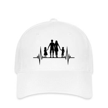 herzschlag frequenz familie puls vatertag 2 kinder - Flexfit Cap - Weiß - Vorne