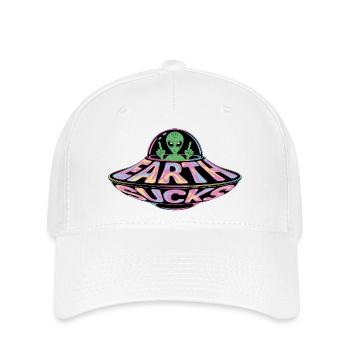 Neon UFO Earth Sucks Alien, Erde - Flexfit Cap - white - Front
