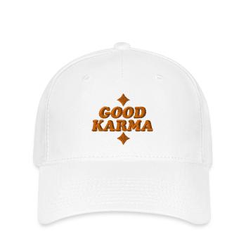 Gutes Karma bestickt - Flexfit Cap - Weiß - Vorne