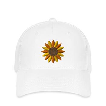 Sonnenblume bestickt - Flexfit Cap - Weiß - Vorne