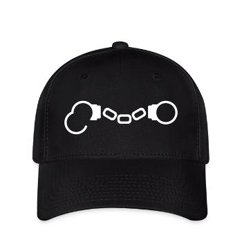 Handfesseln Handschellen Hanschelle Polizei - Flexfit Cap - Schwarz - Vorne