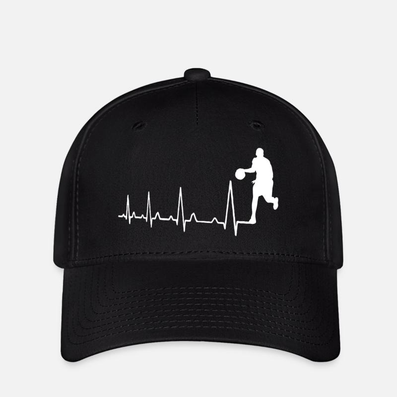 Herzschlag Basketball - Flexfit Cap - Schwarz