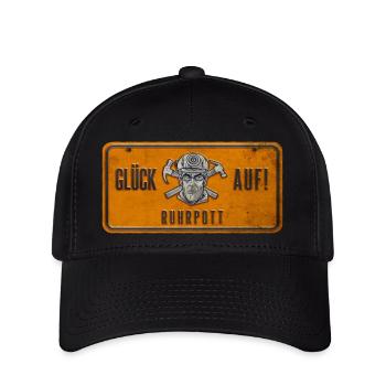 Glück auf Ruhrpott Schild - Flexfit Cap - Schwarz - Vorne