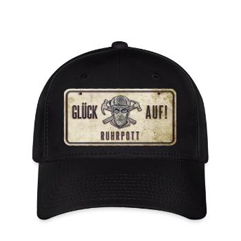 Glück auf Ruhrpott Schild - Flexfit Cap - Schwarz - Vorne