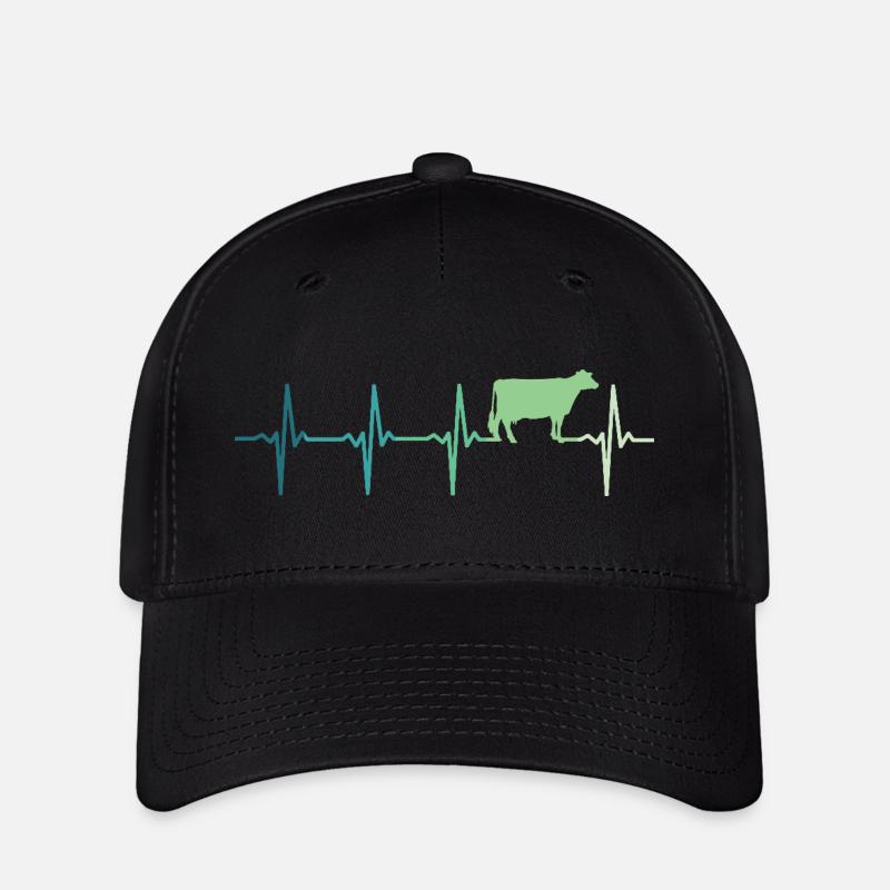 cow heartbeat cows farmer - Flexfit Cap - black