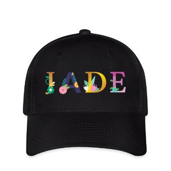 JADE Name mit Blumen geschmückt - Flexfit Cap - Schwarz - Vorne