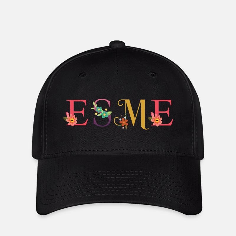 ESME Name mit Blumen geschmückt - Flexfit Cap - Schwarz