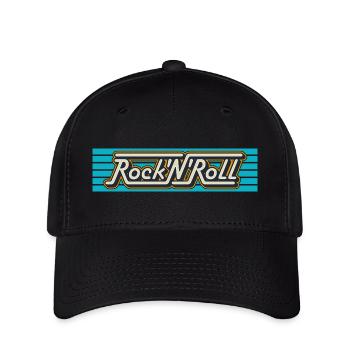 Rock 'n' Roll Retro-Typografie-Logo - Flexfit Cap - Schwarz - Vorne