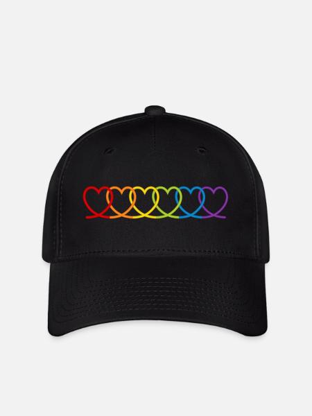 Regenbogen Herzen - Flexfit Cap - Schwarz