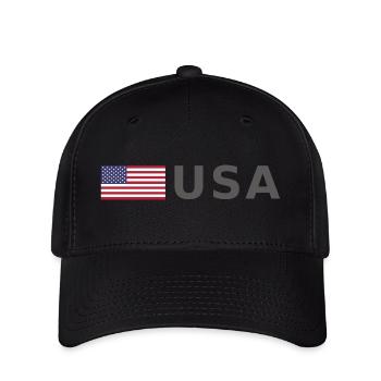 ÉQUIPE États-Unis Drapeau américain devant la police de caractères - Casquette Flexfit - noir - Devant