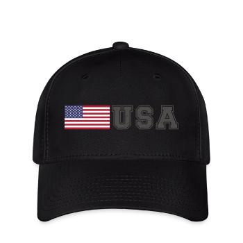 TEAM USA amerikanische Flagge Fahne vor Schrift - Flexfit Cap - Schwarz - Vorne