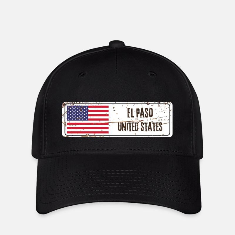 El Paso Drapeau des États-Unis - Casquette Flexfit - noir