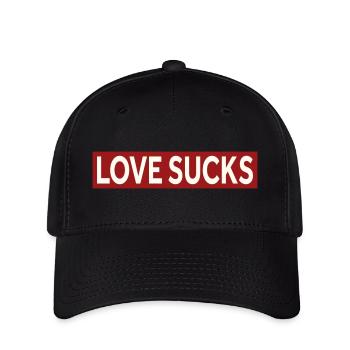 LOVE SUCKS - Flexfit Cap - Schwarz - Vorne