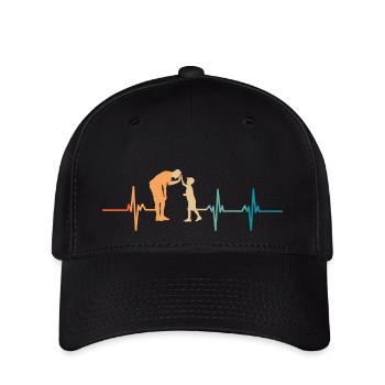 Vater-Sohn-Herzschlag - Flexfit Cap - Schwarz - Vorne