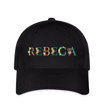 REBECA name decorated with flowers - Flexfit Cap - black - Front
