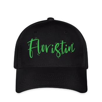 Floristin Design – Eleganter Schriftzug - Flexfit Cap - Schwarz - Vorne