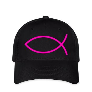 Jésus poisson rose ichthys poisson poisson poisson - Casquette Flexfit - noir - Devant