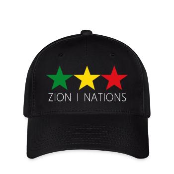 ZION I NATION - Reggae Rasta Roots Stars - Flexfit Cap - Schwarz - Vorne