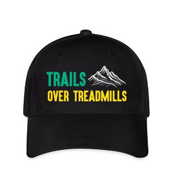 Trailrunning - Trails über Laufbänder - Flexfit Cap - Schwarz - Vorne