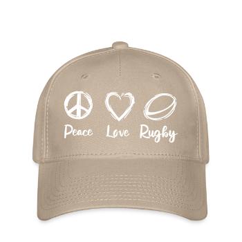 Peace Love Rugby - Flexfit Cap - khaki - Front