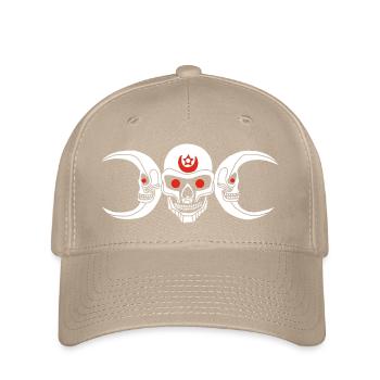 Weißer, skurriler Schädel - Flexfit Cap - Khaki - Vorne