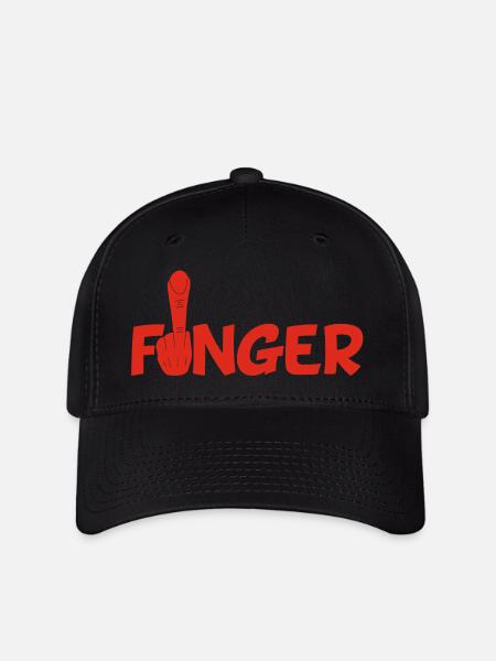 Der Finger (rot) - Flexfit Cap - Schwarz