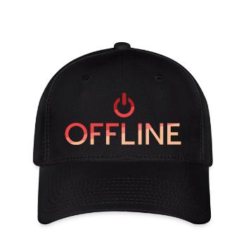 offline Schriftzug - roter off button - Flexfit Cap - Schwarz - Vorne