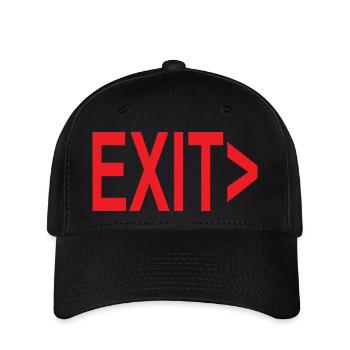 Exit / Ausgang / Notausgang - Flexfit Cap - Schwarz - Vorne