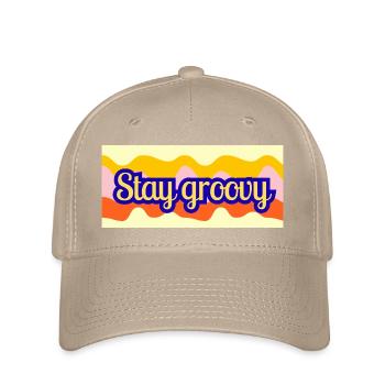 Stay Groovy Retro Wellen Design - Flexfit Cap - Khaki - Vorne