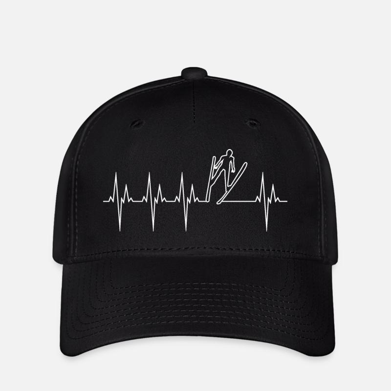 Ski Jumping Electrocardiogram ECG Ski Jumping - Flexfit Cap - black