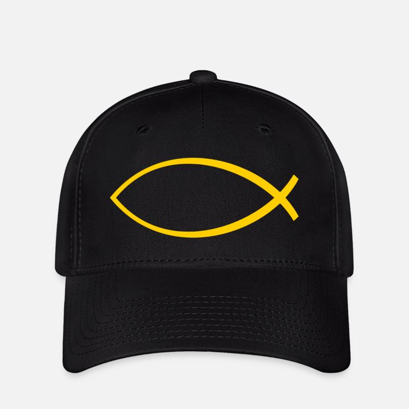 Ichtus fish yellow - Flexfit Cap - black