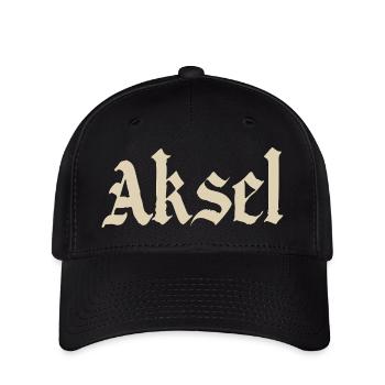 Aksel Fraktur Schrift - Flexfit Cap - Schwarz - Vorne