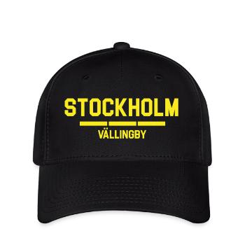 Stockholm Vallingby Stadt Silhouette Design - Flexfit Cap - Schwarz - Vorne