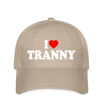 I love tranny - Flexfit Cap - Khaki - Vorne