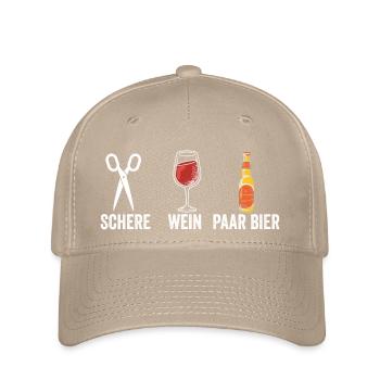Wein Schere Paar Bier - Flexfit Cap - Khaki - Vorne