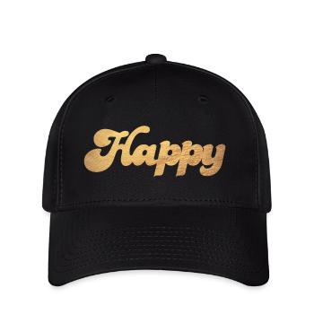 Happy Gold Squiggles Cursive Citations de bonheur - Casquette Flexfit - noir - Devant