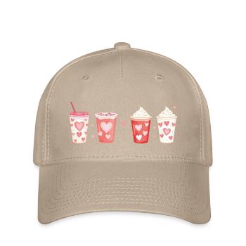 Liebevolle Herzbecher Valentinstag - Flexfit Cap - Khaki - Vorne