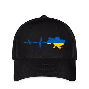 Heartbeat Ukraine Geschenk - Flexfit Cap - Schwarz - Vorne