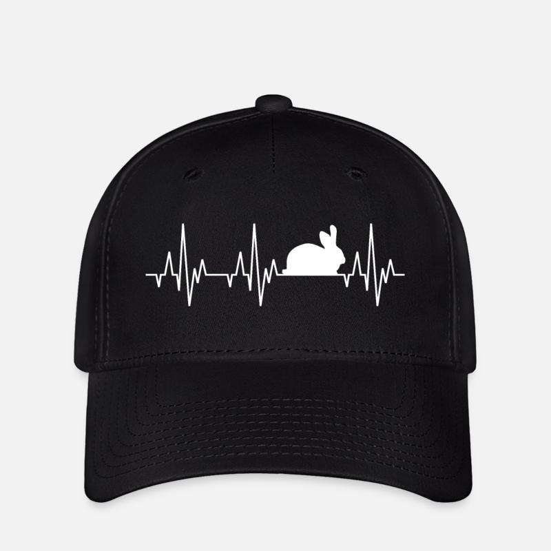 Heartbeat ECG lapin lapin lapins lapin - Casquette Flexfit - noir