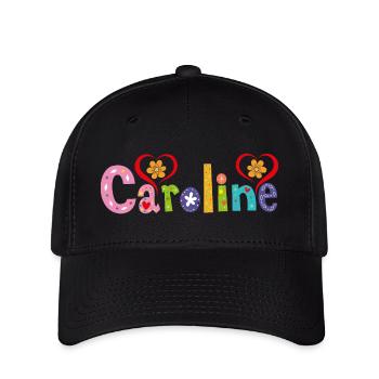 Personalisierter Caroline-Name - Flexfit Cap - Schwarz - Vorne