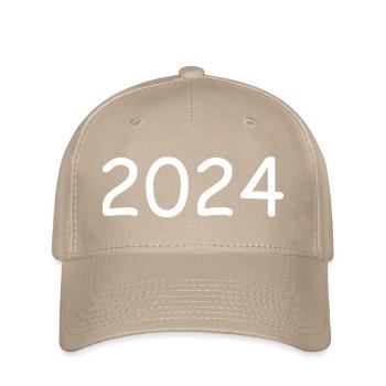2024 Jahreszahl weiß - Flexfit Cap - Khaki - Vorne