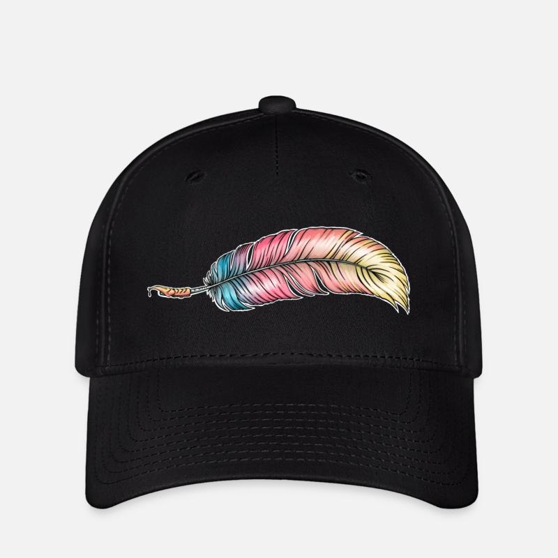 Schreibfeder Regenbogen - Flexfit Cap - Schwarz