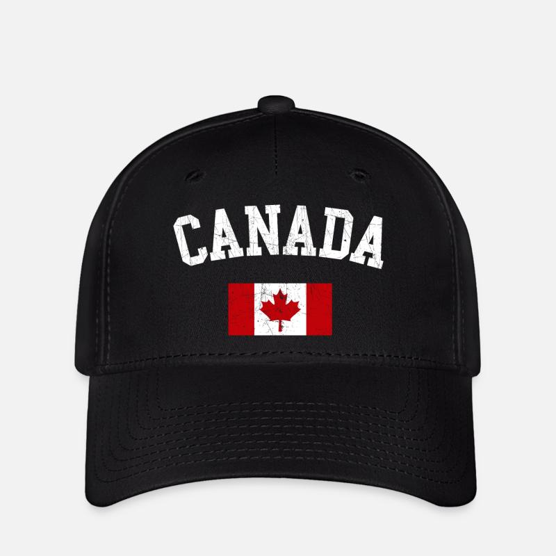 Kanada-Bogen mit Ahornflagge - Flexfit Cap - Schwarz