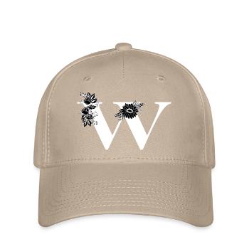 Lettre w floral noir et blanc - Casquette Flexfit - kaki - Devant