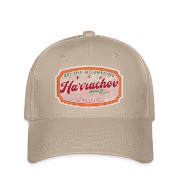 Harrachov Czech Czechia Ski Label Retro - Flexfit Cap - khaki - Front