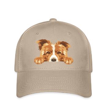 Spähender trauriger Border Collie-Hund - Flexfit Cap - Khaki - Vorne