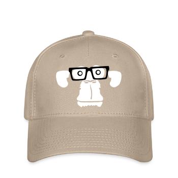Smart Nerd Monkey Head Horn-Rimmed Glasses Geek Face - Flexfit Cap - khaki - Front